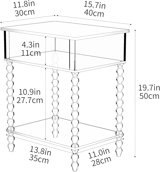 Acrylic Side Table, Nightstand for Living Room - Image 3