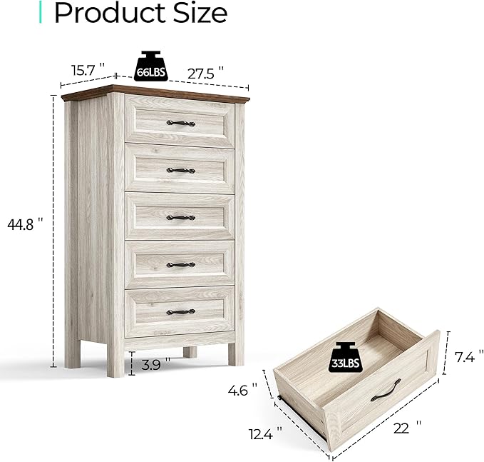 LINSY HOME Tall Dresser for Bedroom - Image 3