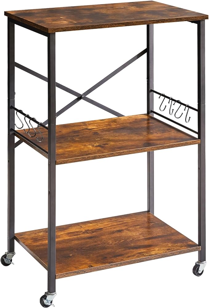 IBUYKE Kitchen Shelf Cart, 3-Tier Microwave Oven Stand, Baker’s Rack by IBUYKE