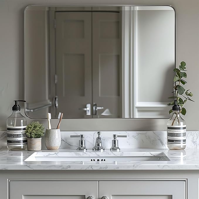ANDY STAR 30"x48"Chrome Bathroom Mirror, Large Wall Mirror - Image 7