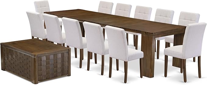 X12AS-0C8-27 - 14-Pc Dining Table Set contains an Extendable Rectangle Kitchen - Image 2