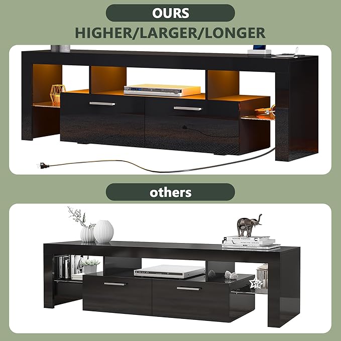 Clikuutory Modern LED Black 67 inch TV Stand - Image 2