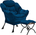 Lazy Chair with Folding Ottoman, Accent Chair Velvet Upholstered with Metal by Youtanic