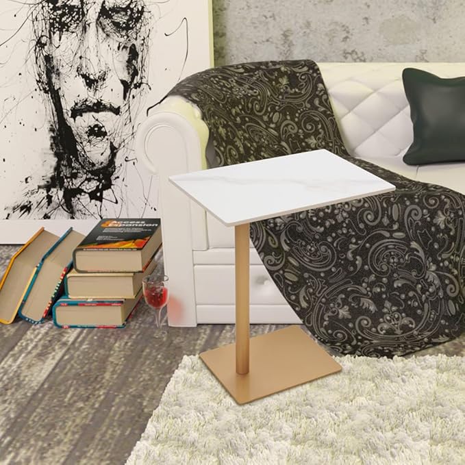 C Shaped End Table Snack Side Table - Image 8