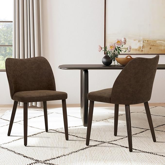 COLAMY Upholstered Dining Chairs Set of 2, Modern PU Leather Dining Room by COLAMYINC