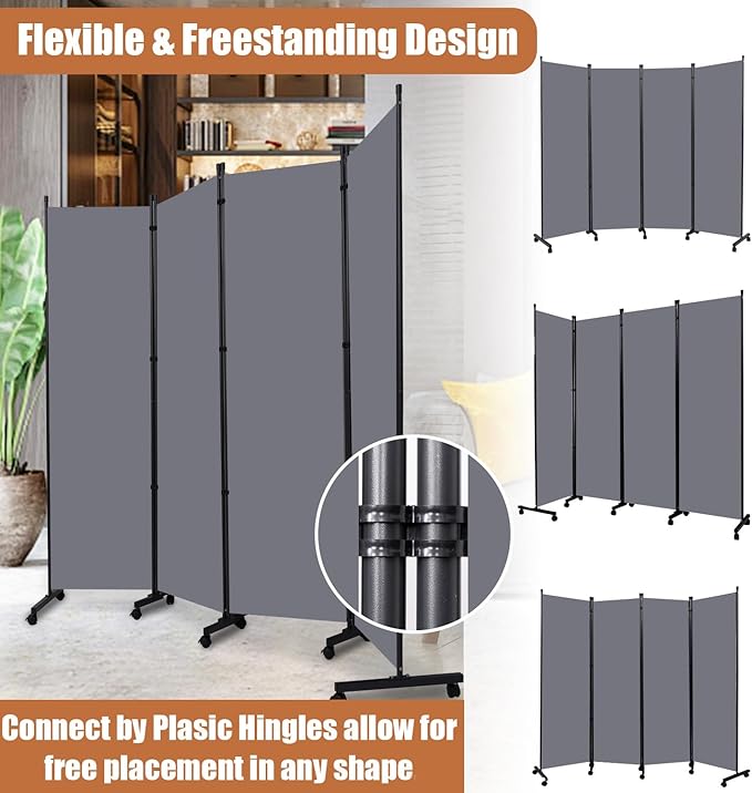 Room Divider Portable 88'' Partition Room Dividers and Folding Privacy Screens - Image 4