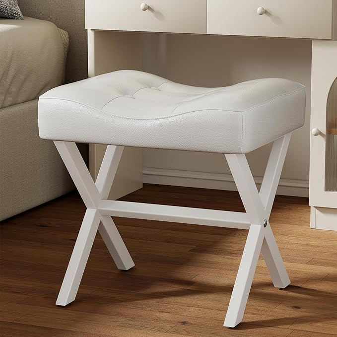 18-Inch Large Leather Vanity Stool, Vanity Chair - Image 2