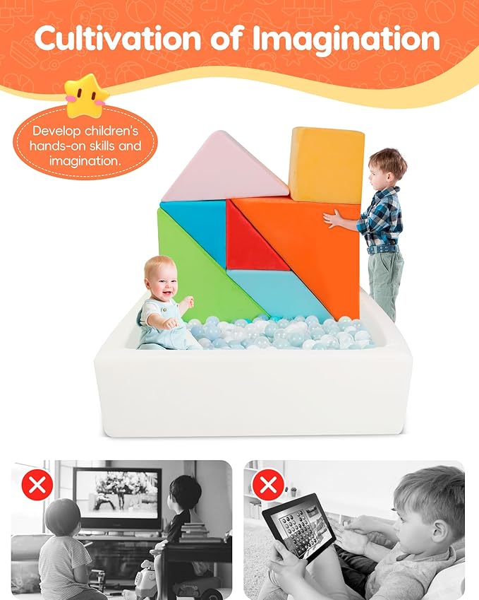 Kids Play Sofa, Tangram Square Puzzles Couch Furniture, Modular Kids Play - Image 5