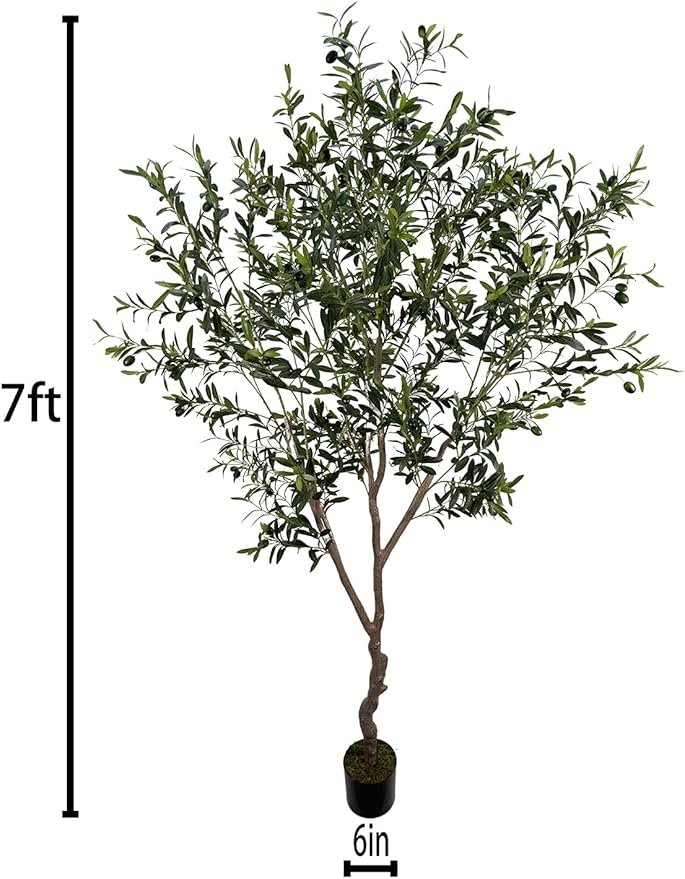 Artificial Olive Tree 7ft Tall, Faux Olive Tree Indoor Artificial Tree - Image 2