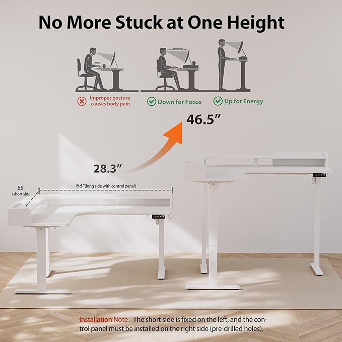 Agilestic L Shaped Standing Desk, Corner Desk - Image 4