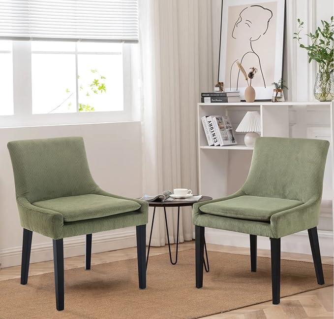 COLAMY Modern Dining Chairs Set of 4, Upholstered Corduroy Accent Side Chairs - Image 2