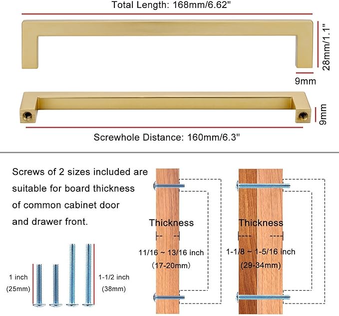 KOOFIZO 30-Pack Solid Square Bar Cabinet Handle - Image 2