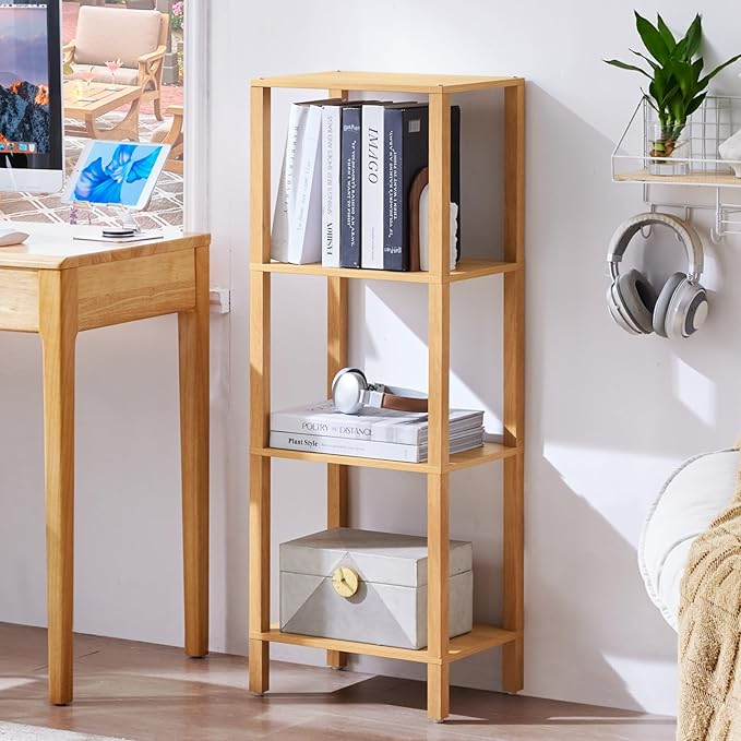 4 Tier Tall Bookshelf with Storage - Image 3