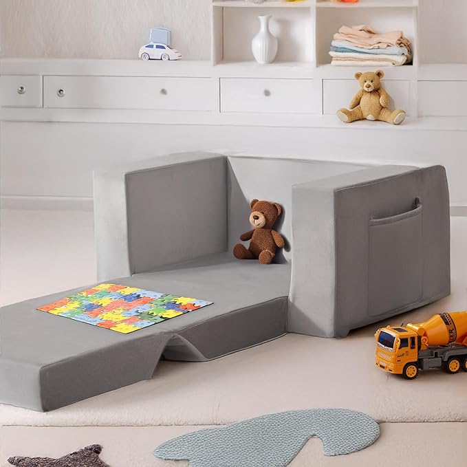 Kids Couch, 2-in-1 Toddler Chair Comfy 1-3 Years Old, Convertible Kids Chair - Image 8