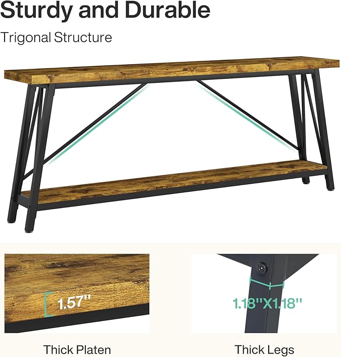 Tribesigns 70.9 Inches Extra Long Sofa Table Behind Couch, Industrial Entry - Image 7