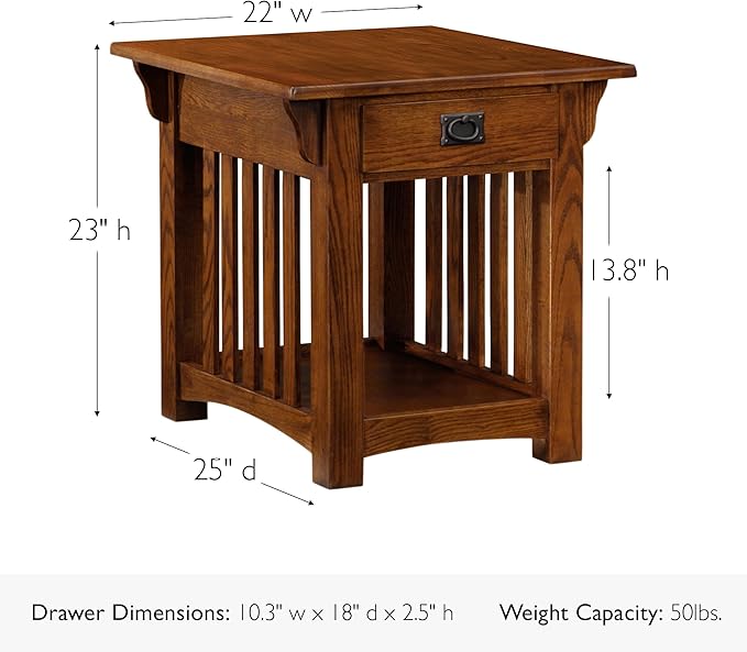 Leick Home Mission Impeccable End Table, Solid Wood Accent Table - Image 3