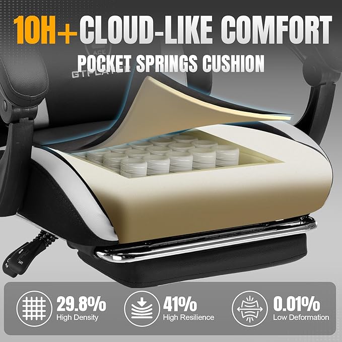 GTRACING Gaming Chair with Foot Rest & Pocket Spring Cushion, Ergonomic High - Image 4