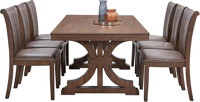 KEIKI Retro 7-Piece Wooden Dining Table Set - Image 7