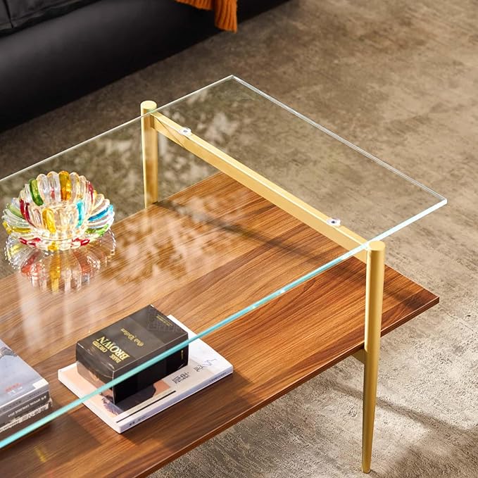 AGV LIGHTING Tadio Glass Coffee Table, Mid-Century Modern Coffee Table - Image 10