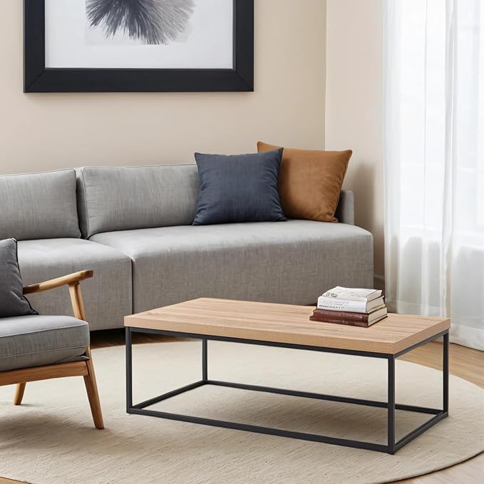 CENSI 47-Inch Natural Oak Coffee Table - Image 3