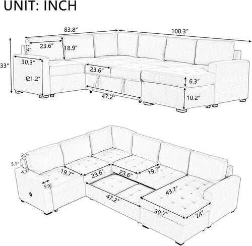 108.3 Inch Modular Sectional Sleeper Sofa - Image 2