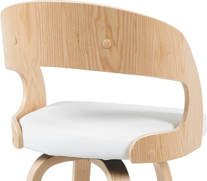 Shelly Modern Bar Height Swivel Stool in Patterned Oak Finish - Image 6