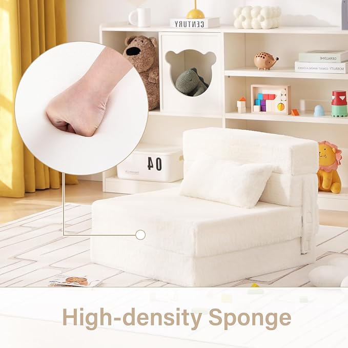 Folding Sofa Bed Beige Floor Mattress - Image 7