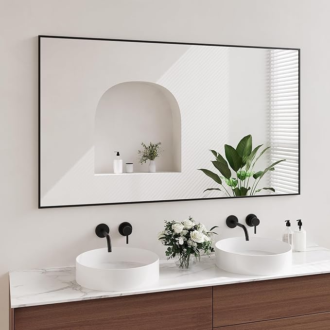 Koonmi Black Mirrors for Wall, 30x55 Inch Bathroom Mirror, Rectangular Wall by KOONMI