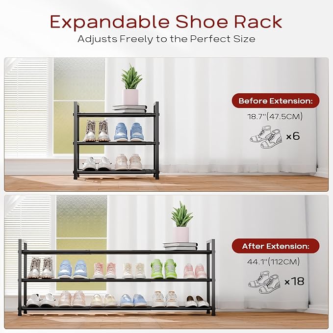 Bumusty 3-Tier Long Expandable Shoe Rack - Image 4