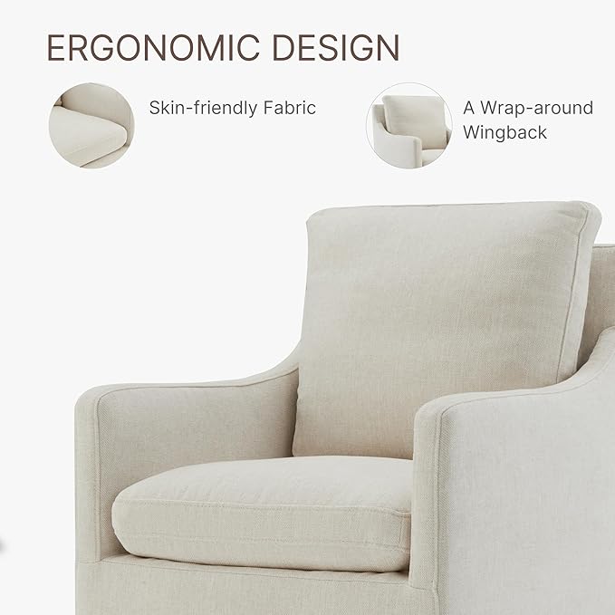 Upholstered Dining Chairs with Casters No Assembly Modern Accent Armchair with - Image 4
