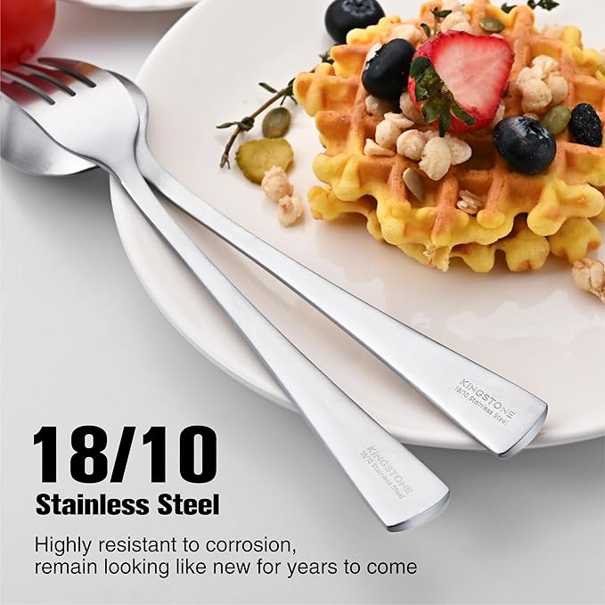 KINGSTONE 30-Piece Silverware Set, 18/10 Stainless Steel Flatware Set - Image 3