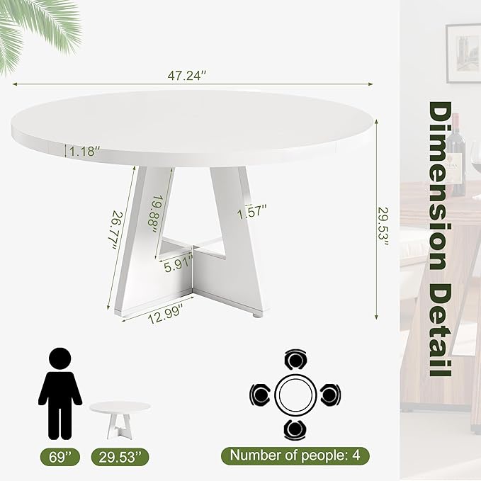 NicBex 47-Inch Round Dining Table - Image 2