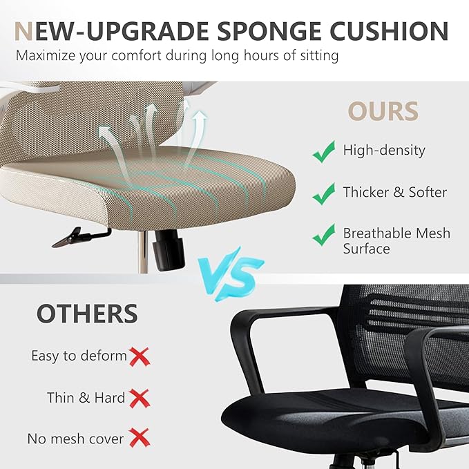 Office Chair, Ergonomic High Back Comfy Desk Chairs and Flip-up Armrest Lumbar - Image 6