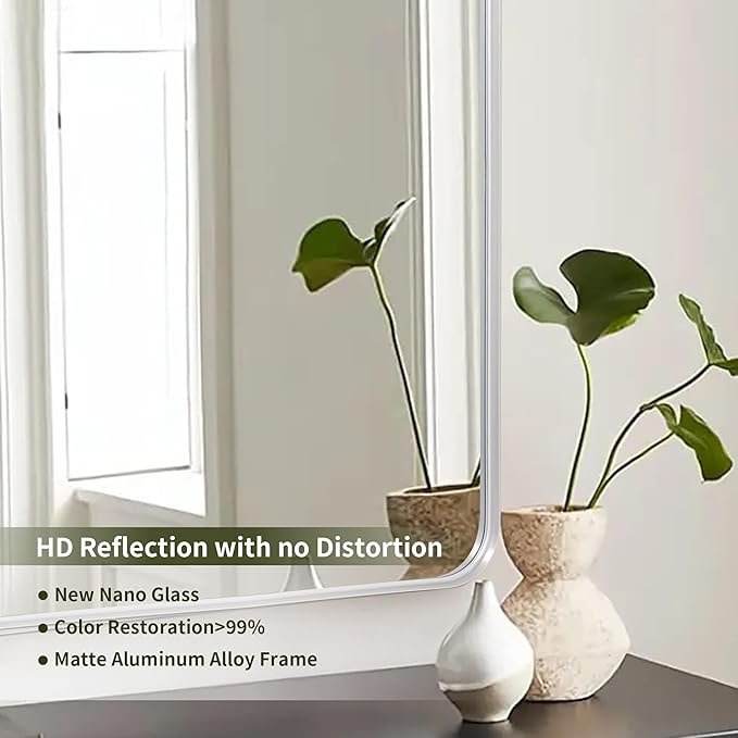 30x55 Silver Bathroom Mirror concave Frame, Wall-Mounted Mirrors, Mirror - Image 5