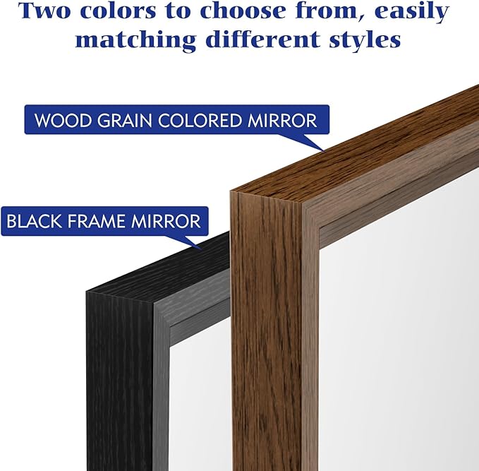 28x36 Inch Rectangle Walnut Bathroom Mirror, Anti-Rust 4MM Tempered Glass - Image 7