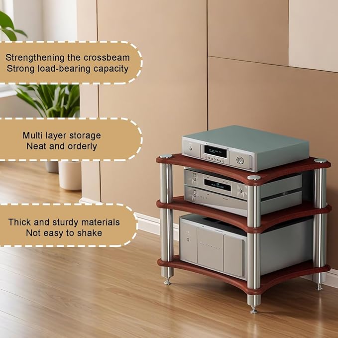 3-Tier AV Media Stand, Stereo Racks and Stands, Video Component Cabinet Audio - Image 4