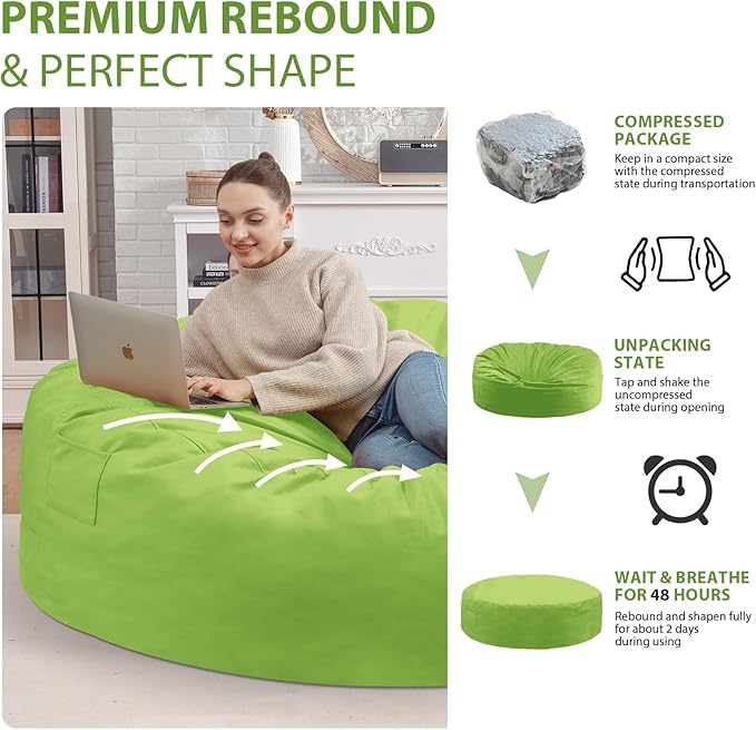 7FT Bean Bag Chair, Large Bean Bag Chairs - Image 6