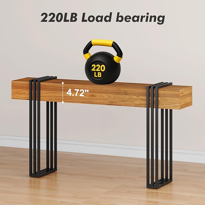 63 Inch Long Console Table, Industrial Sofa Table Behind The Couch Rectangular - Image 4