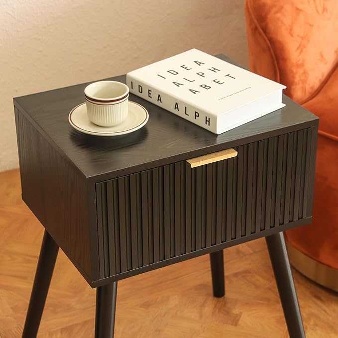 Black Nightstand, Small End Tables Living Room, Accent Bedside Table - Image 5