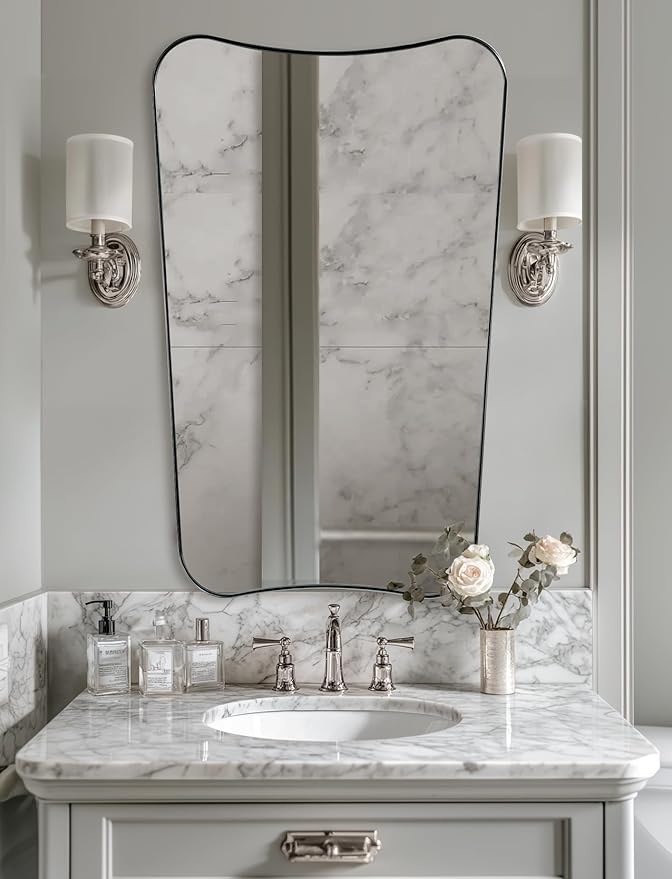 ANDY STAR Brushed Nickel Mirror 24x40 Inch, Large Decorative Mirror in by ANDYSTAR