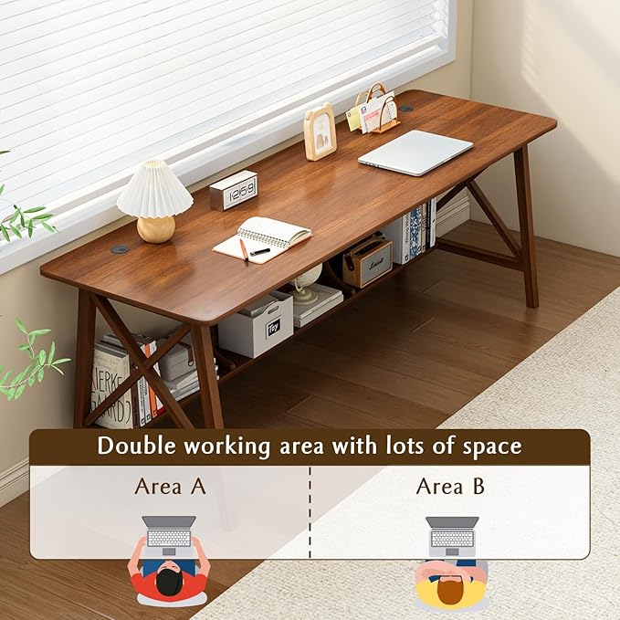 Extra Long Desk with Bookshelf - Image 4