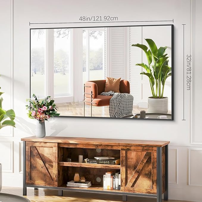 Black Bathroom Mirror for Wall, 30x48 Inch Rectangle Mirrors - Image 4
