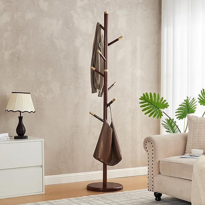CozyDH Coat Rack Freestanding Solid Wood Coat Rack Stand, Coat Tree Freestanding - Image 2