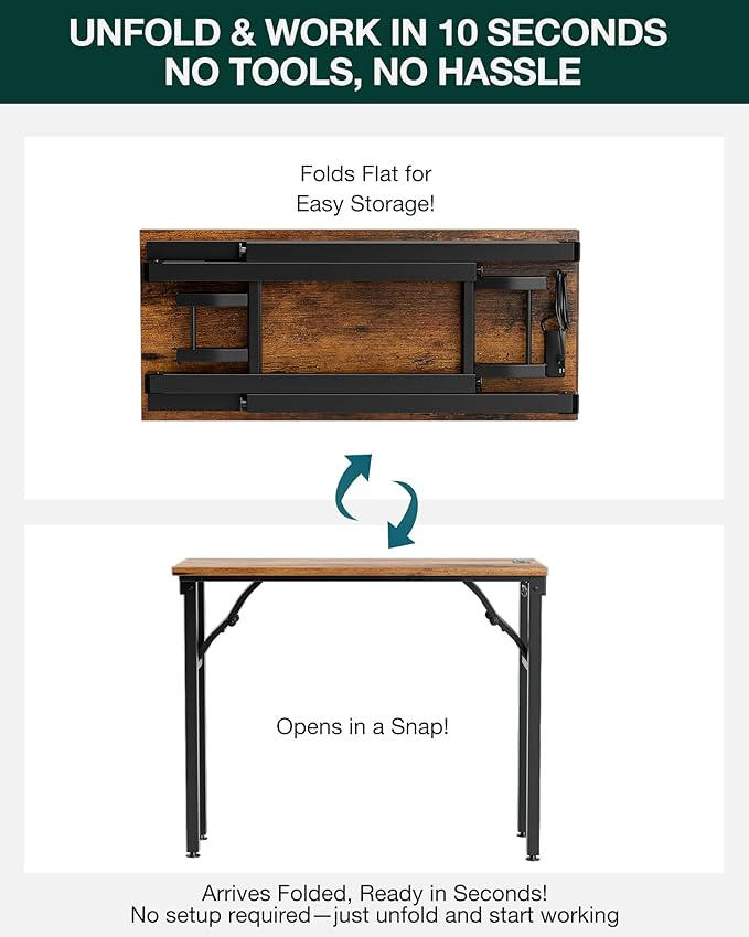 Frylr Small Folding Computer Desk – 35.8 Inch Portable Table - Image 3