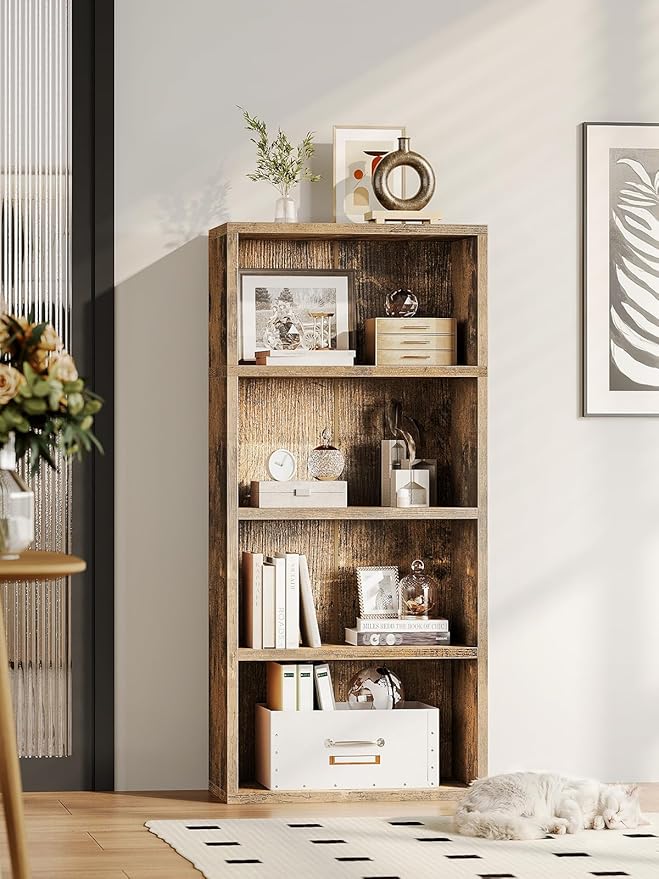 Casaottima 4-Tier Open Bookshelf and Bookcase, Floor Standing Display Storage - Image 2