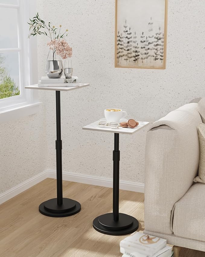 Versatile End Table with Metal Base, Height Adjustable, Vintage Square Indoor - Image 2