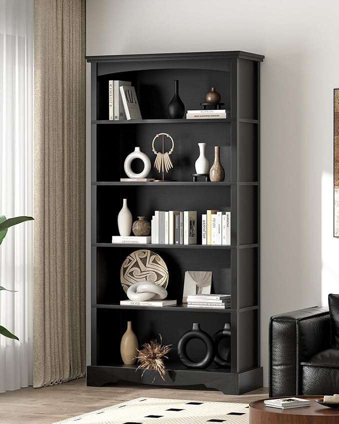 TVU 5-Tier Wooden Bookshelf, 65 Inch Tall Bookshelf - Image 7