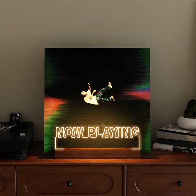 Now Playing Vinyl Record Stand, Light up Record Holder, Wooden Acrylic Display - Image 4