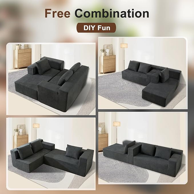 103" Cloud Sectional Sofa, Boneless L-Shape Couch - Image 6