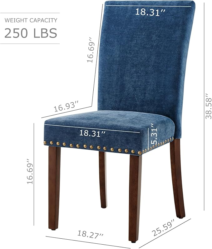 COLAMY Upholstered Parsons Dining Chairs Set of 4, Fabric Dining Room Kitchen - Image 3